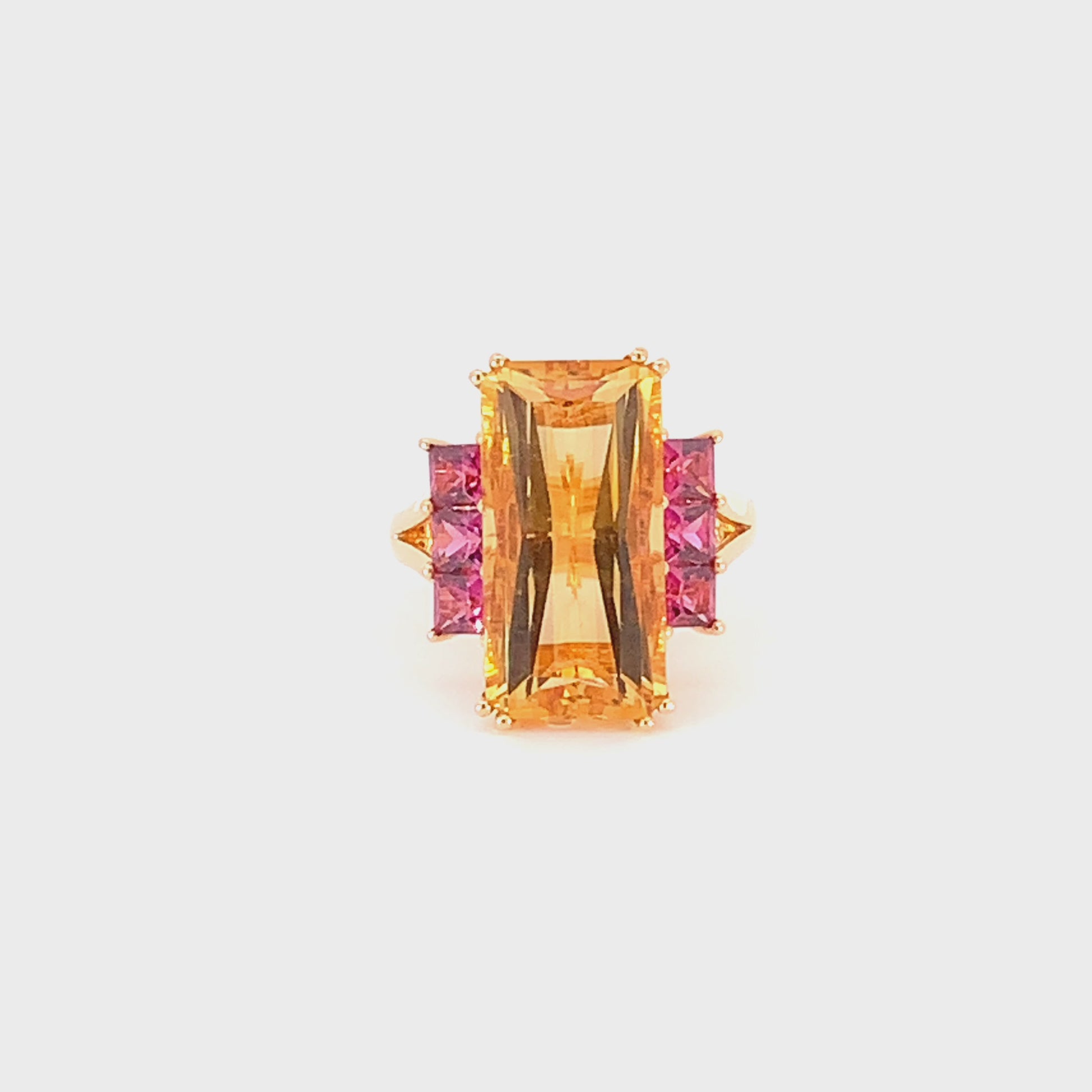 Buchwald 18ct rose gold citrine ring with pink rhodolite side stones Ring Buchwald
