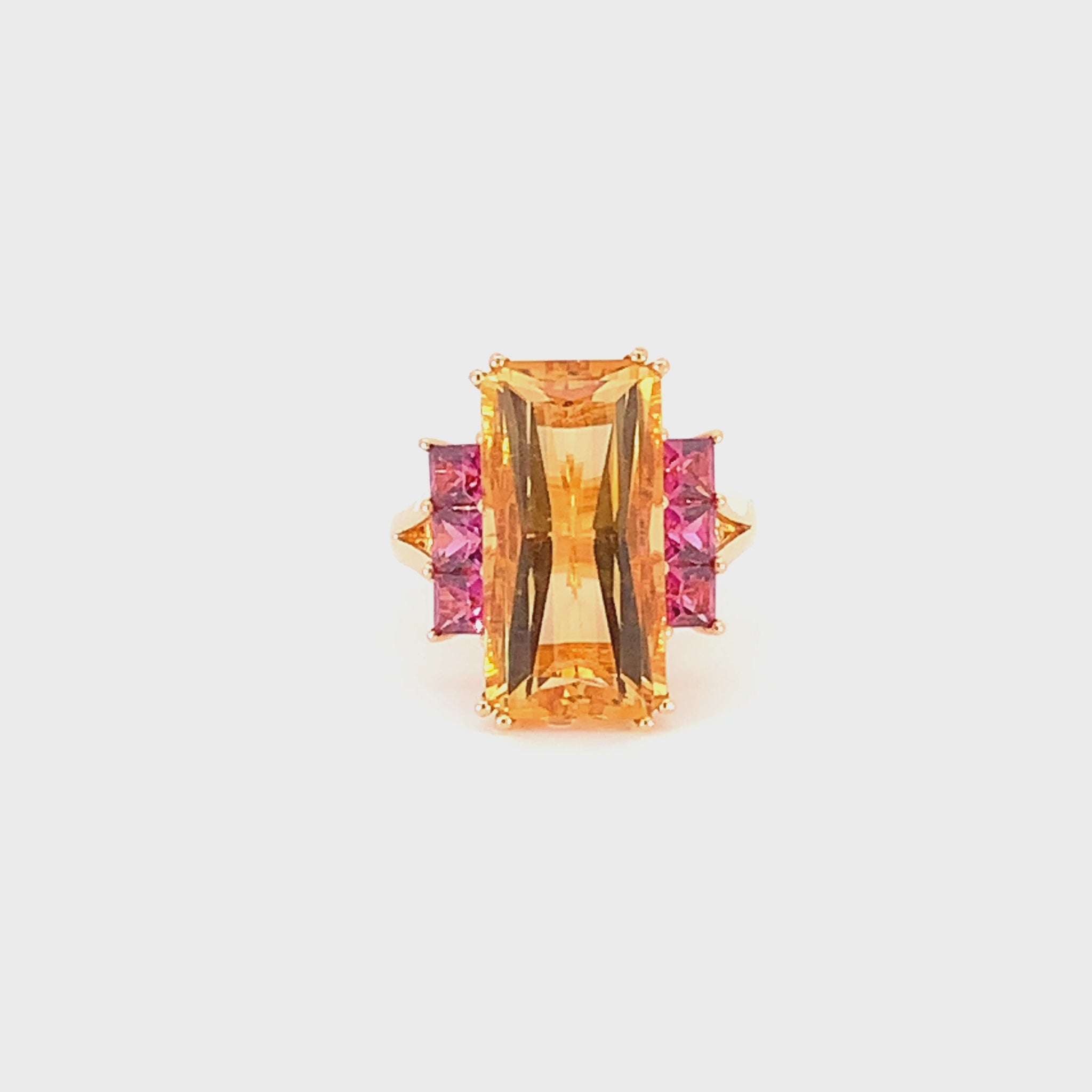 Buchwald 18ct rose gold citrine ring with pink rhodolite side stones Ring Buchwald