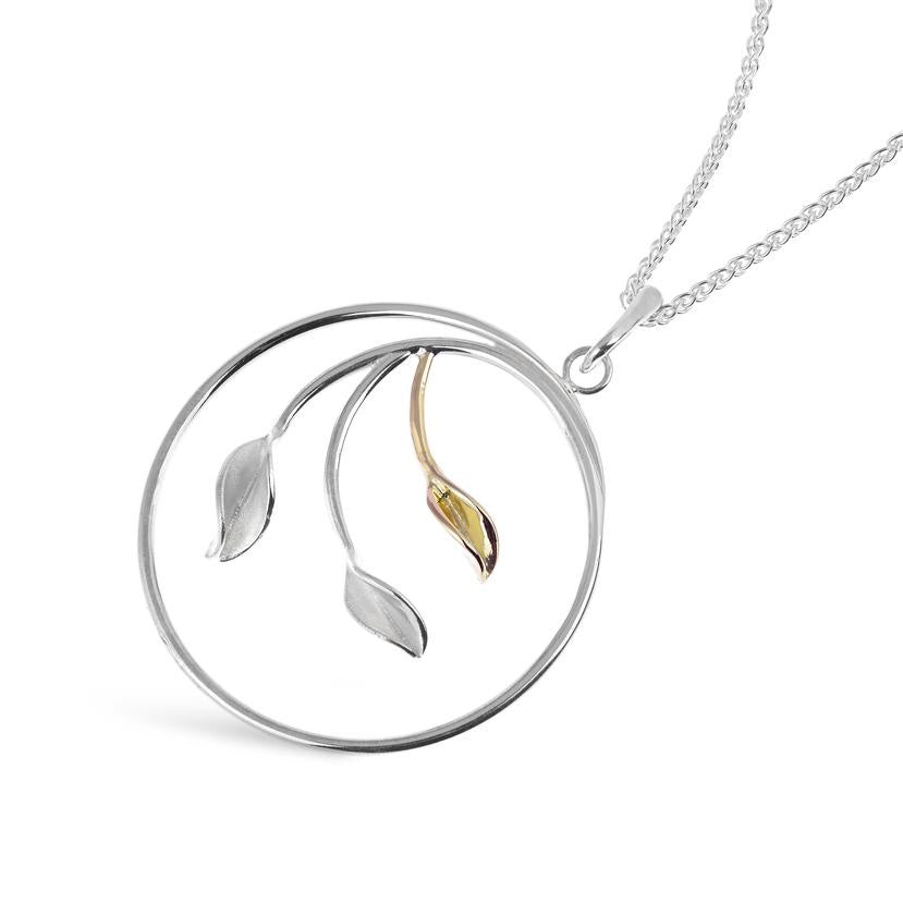 Collette Waudby Silver yellow gold triple leaf hoop pendant Pendant Collette Waudby   