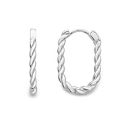 9ct White Gold Twisted Huggie Earrings Earrings Stubbs