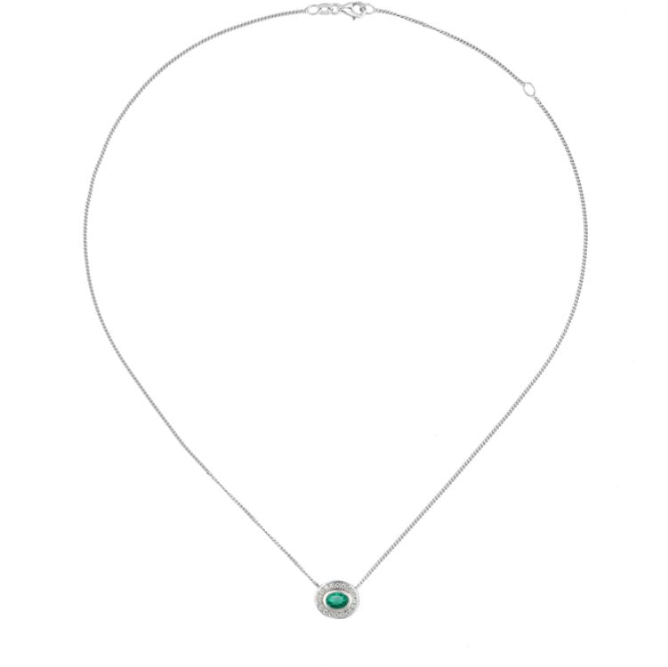 Silver Apollo Green Emerald Necklace Pendant Amore   