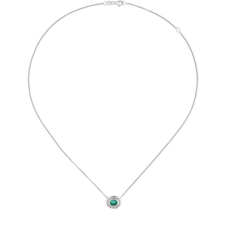 Silver Apollo Green Emerald Necklace Pendant Amore   