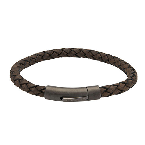 Dark brown leather bracelet with matte black steel clasp Bracelet Unique   