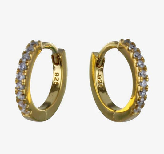 Gold Vermeil Sterling Silver PAVÉ Hoop Earrings hoops Gecko   