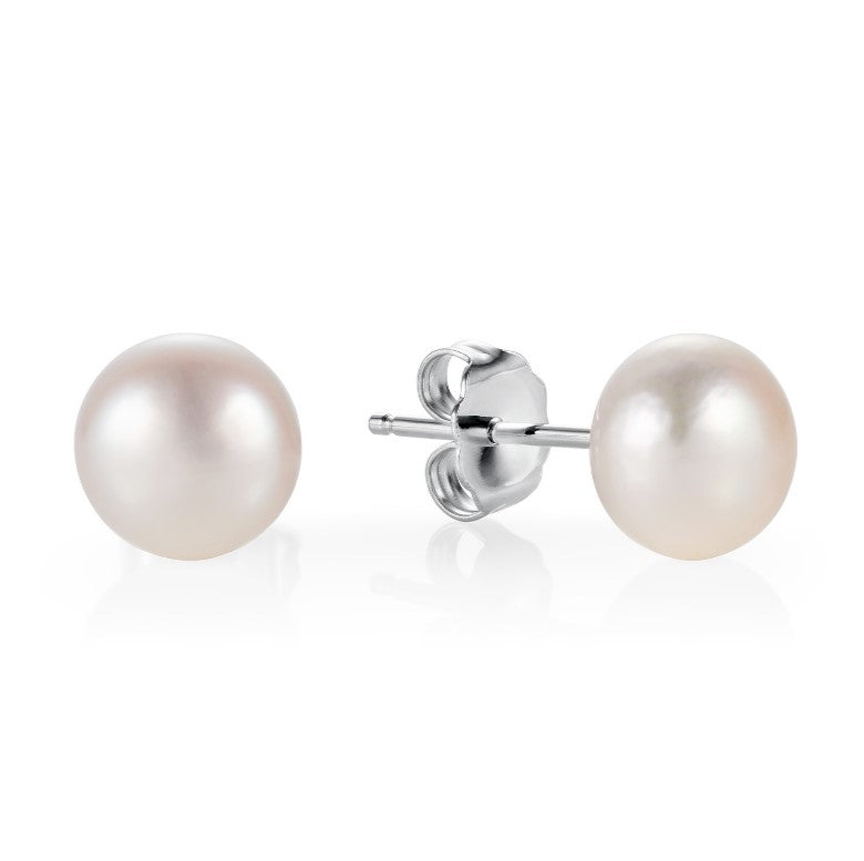 WHITE BUTTON PEARL STUDS Earrings Claudia Bradby   