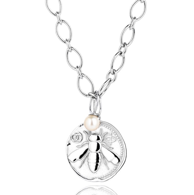 LARGE COIN HONEY BEE CHARM NECKLACE, Necklace Claudia Bradby   