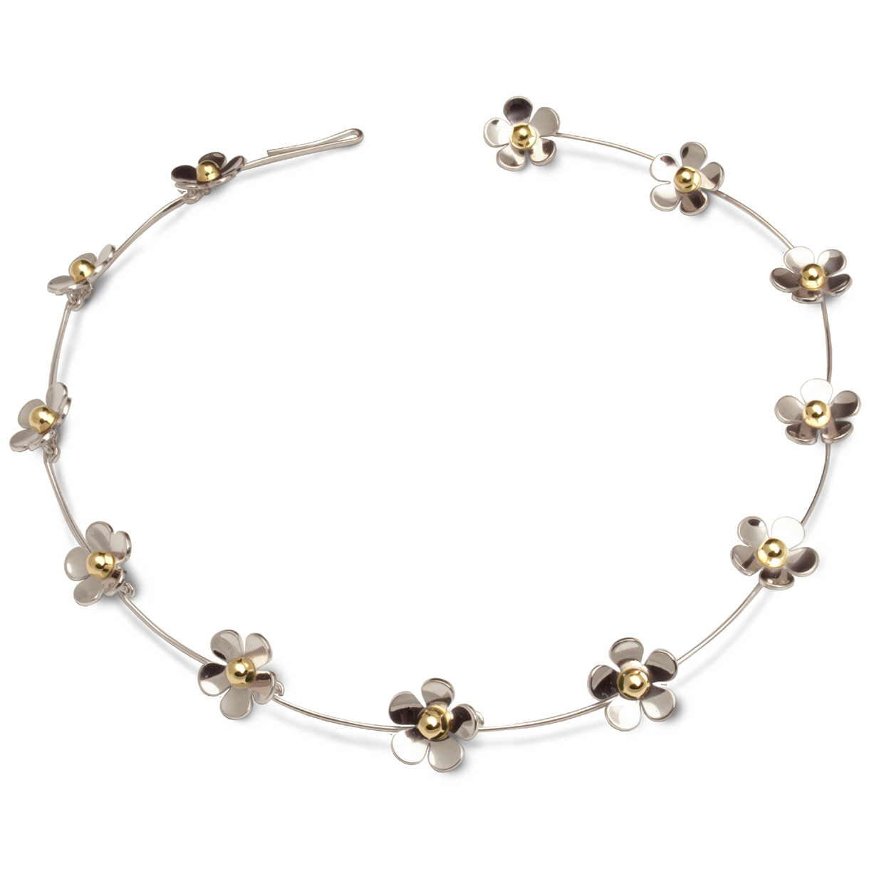 Silver & 9ct gold bead daisy necklace Bracelet Church House   