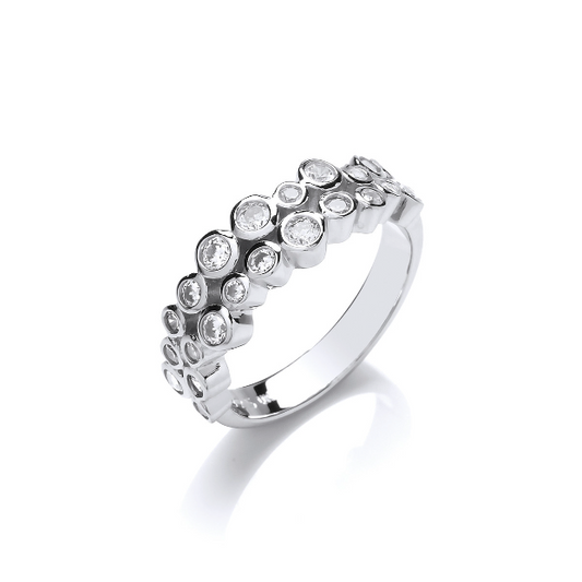 Silver Double Bubble Ring with Cubic Zirconia Ring Cavendish French   