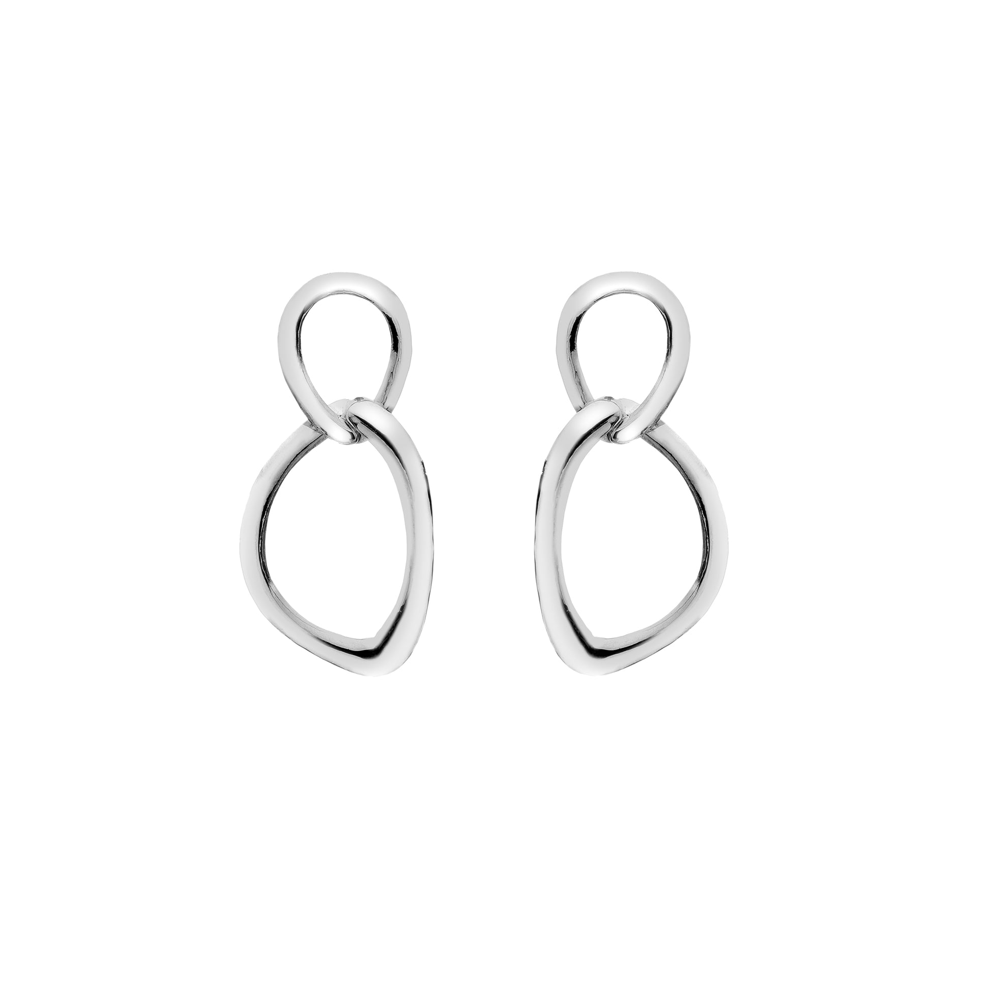 Silver organic double hoop drop earrings Earrings Sea Gems Ltd   
