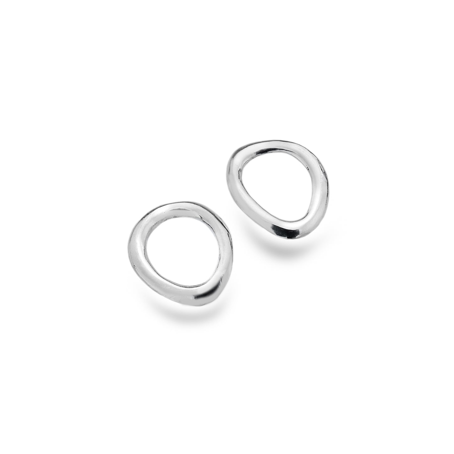 Silver organic hoop stud earrings Earrings Sea Gems Ltd   