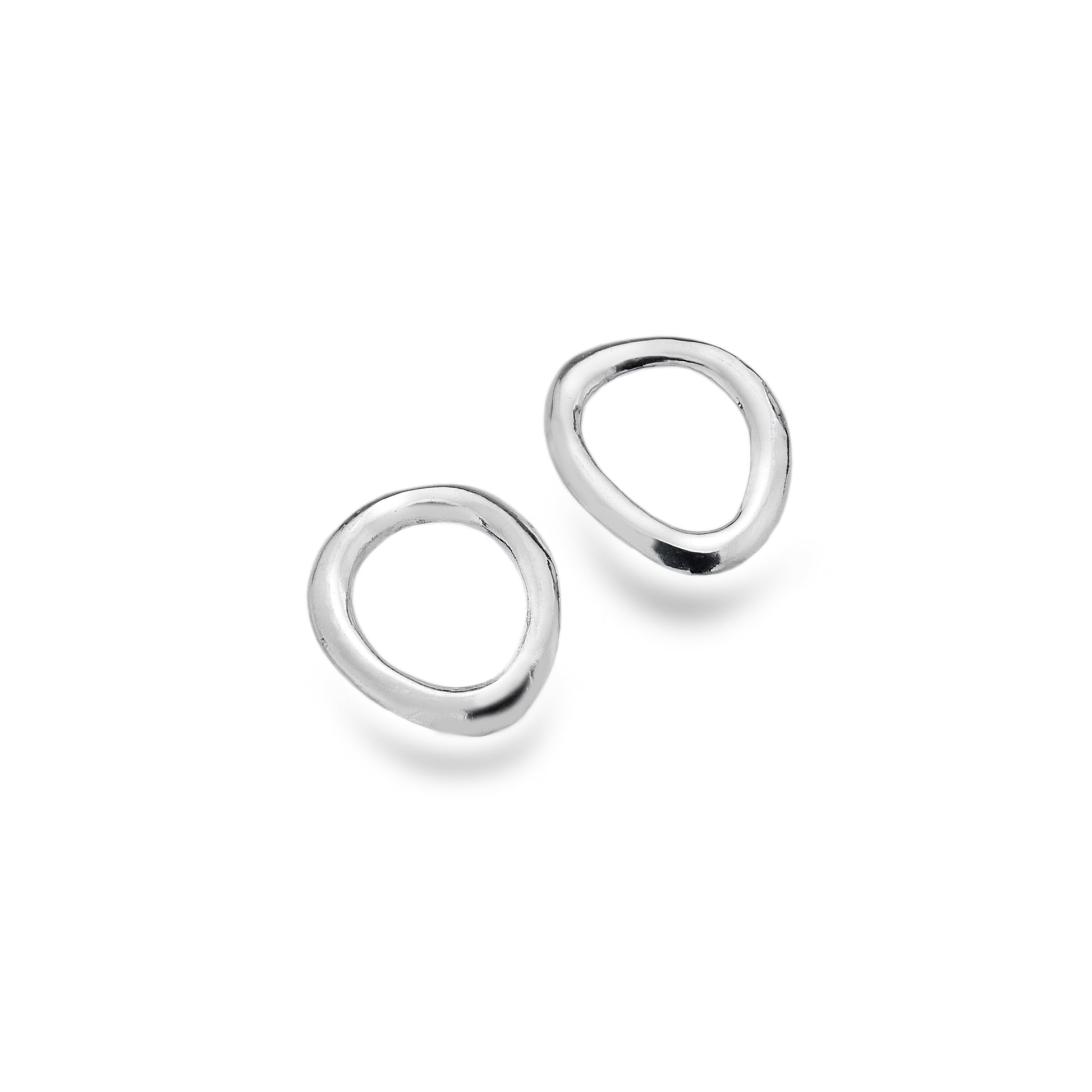 Silver organic hoop stud earrings Earrings Sea Gems Ltd   