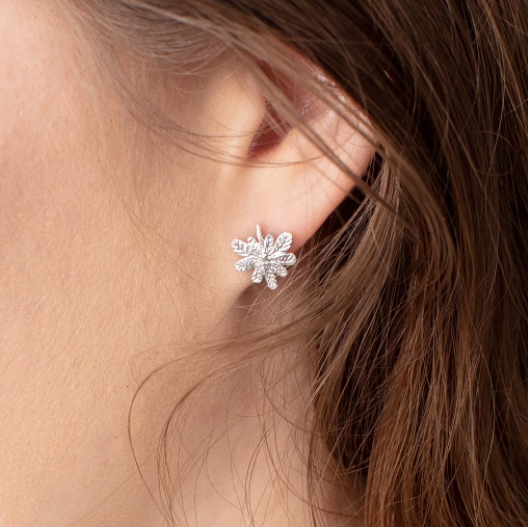 Amanda Coleman gold plated Silver aralia leaf stud earrings Earrings Amanda Coleman   