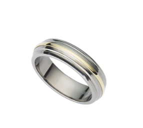 Titanium court ring with multi groove and central inlay  G H Moore   
