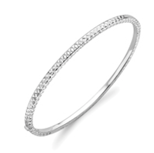 9ct white gold diamond cut bangle Bangle Stubbs   