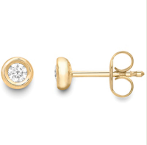 18ct Yellow Gold  Rubover Diamond Stud Earrings Earrings Stubbs   