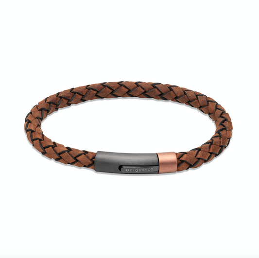 Dark brown leather bracelet with gun/rose clasp Bracelet Unique   