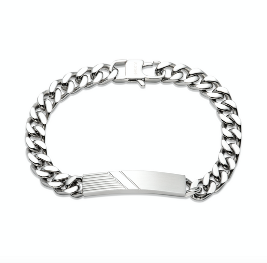 Steel ID Bracelet with groove detail Bracelet Unique   