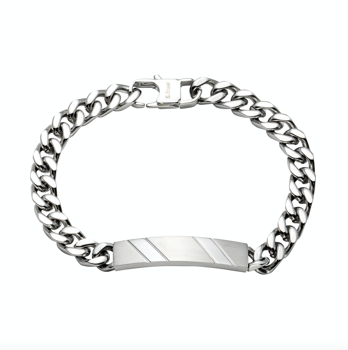 Steel ID Bracelet with striped detail Bracelet Unique   