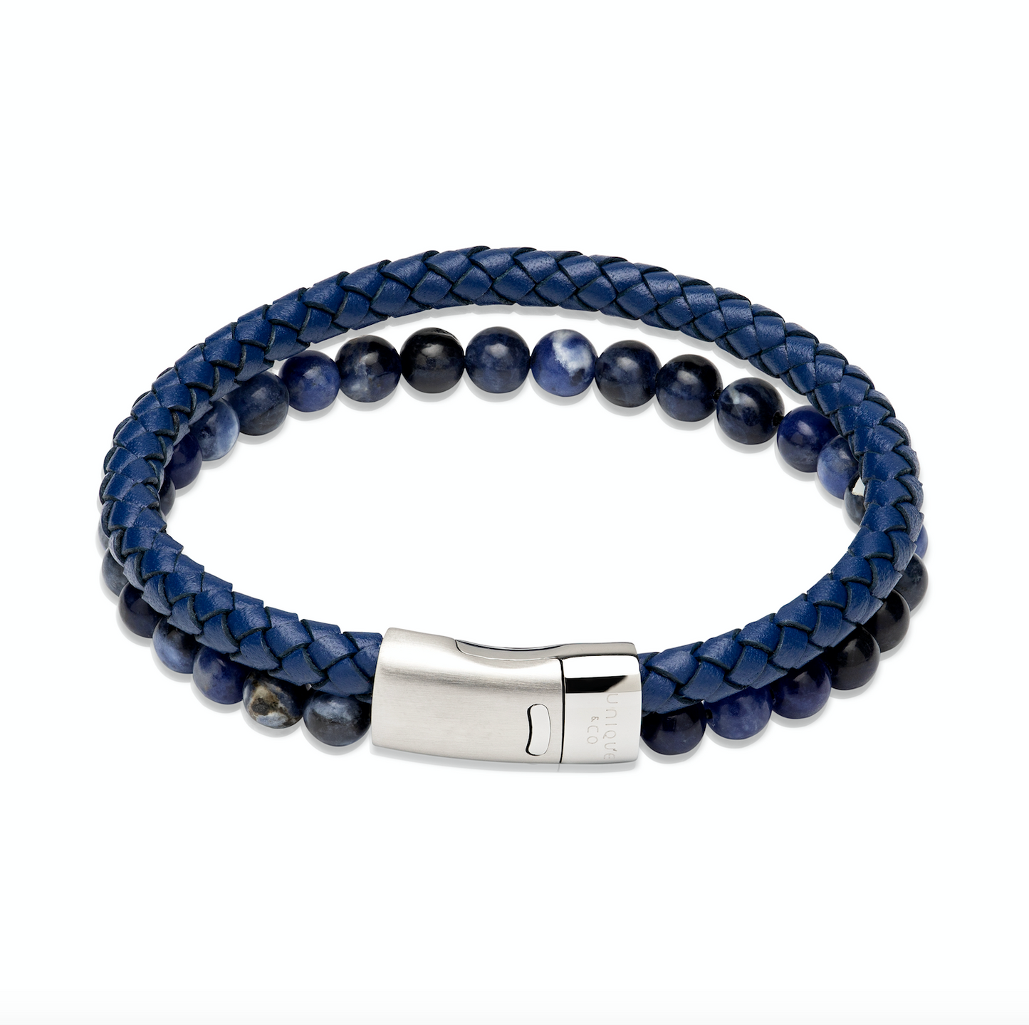 Blue leather and bead bracelet Bracelet Unique   