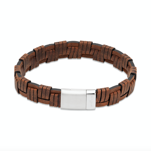 Dark brown leather spliced bracelet Bracelet Unique   