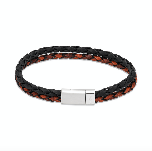 Black & Antique Brown double leather bracelet Bracelet Unique   