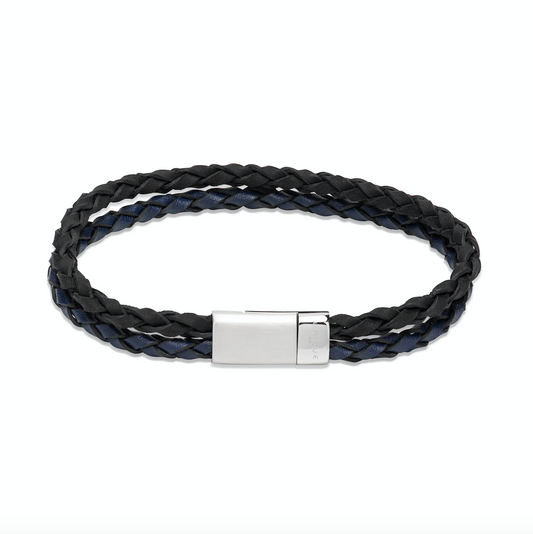Navy & Black double leather bracelet Bracelet Unique   