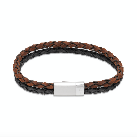 Dark brown & sesame double leather bracelet Bracelet Unique   