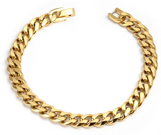 Stainless steel gold plaited curb bracelet Bracelet Unique   