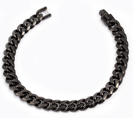 Black stainless steel curb bracelet Bracelet Unique   