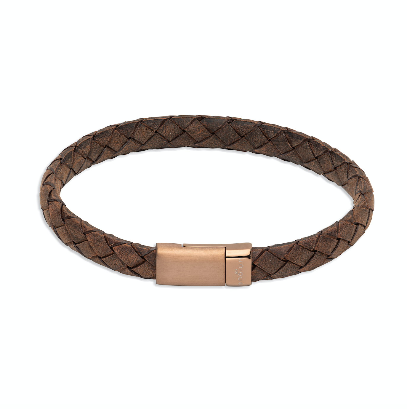 Dark brown leather and rose gold plated clasp Bracelet Unique   