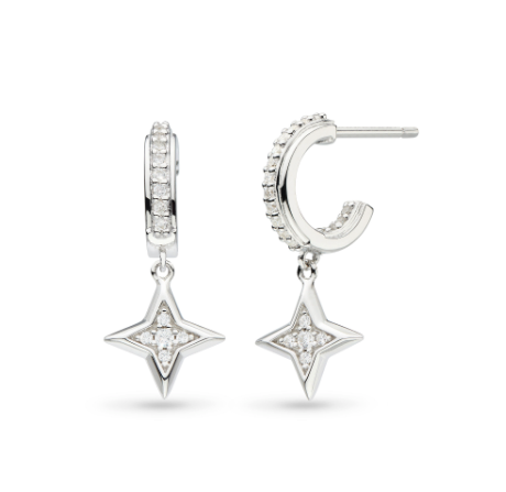 Silver Astoria Starburst Pavé Star Hoop Earrings Earrings Kit Heath   