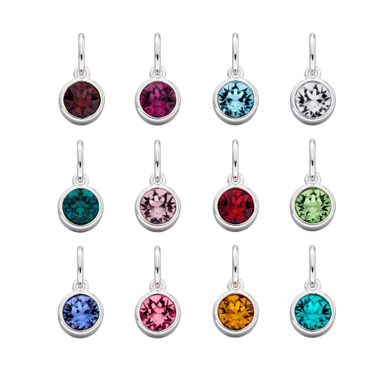Silver Crystal Birthstone Necklace With Engravable Disc - Select Month Pendant Rock Lobster Jewellery   