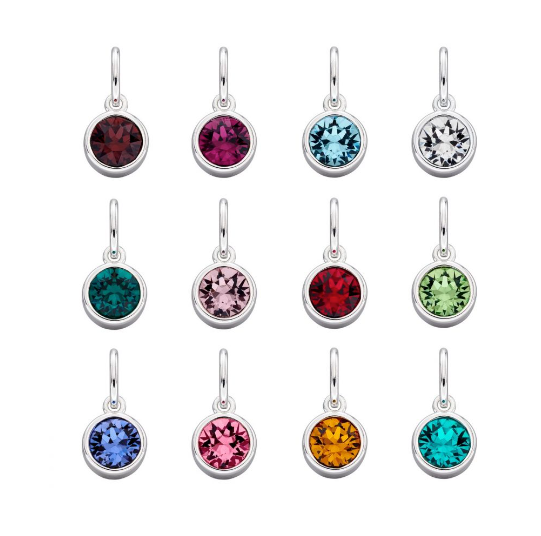 Silver Crystal Birthstone Necklace With Engravable Disc - Select Month Pendant Rock Lobster   