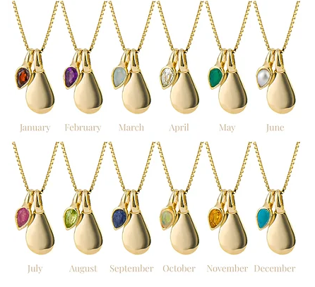 Gold Plated Semi-Precious Birthstone Necklace - Select Month Pendant Gecko   