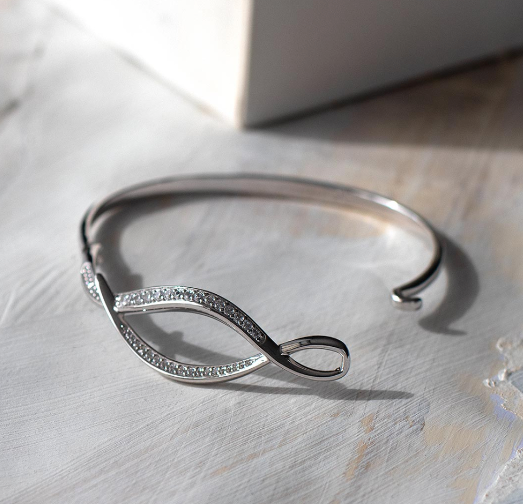 Silver Twine Twist Pavé Hinged Bangle Bangle Kit Heath   