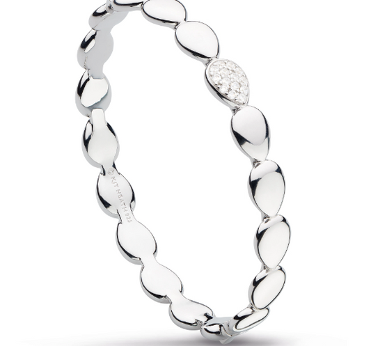 Silver Pebble Glisten Pavé Hinged Bangle Bangle Kit Heath   