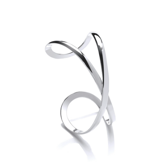 Silver Crossover Ribbon Bangle Bangles Cavendish French   