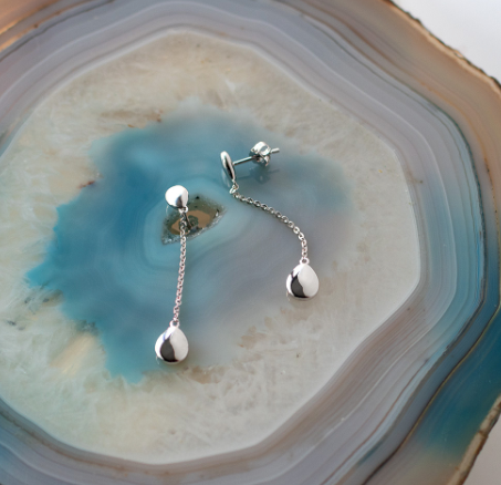 Silver coast pebbles chain drop earrings Earrings Kit Heath   