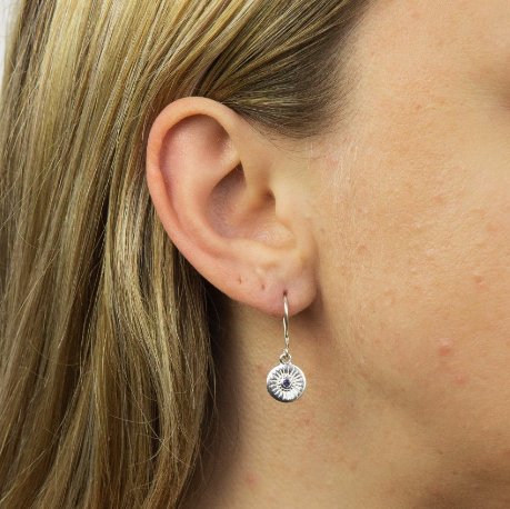 Diamond Cut Drop Earrings With Sapphire Crystal Earrings Gecko   