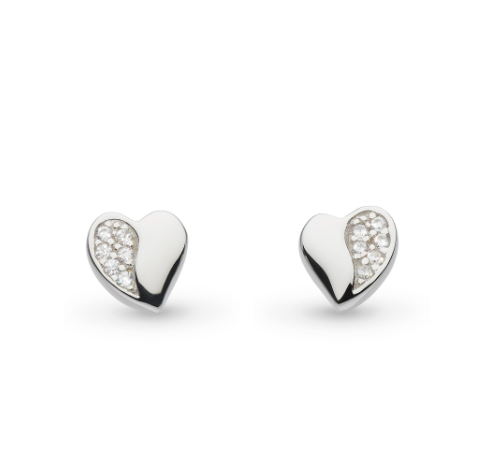 Silver Miniature Sparkle Sweet Heart Pavé Stud Earrings Earrings Kit Heath   