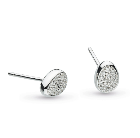 Silver micro pave coast pebble glisten stud earrings Earrings Kit Heath   