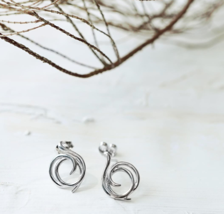 Silver twine helix wrap stud earrings Earrings Kit Heath   