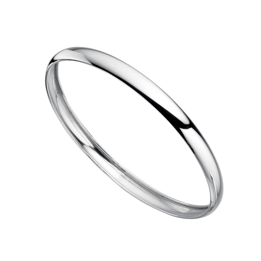 Plain Silver Engravable Court Shape Bangle Bangle Gecko   