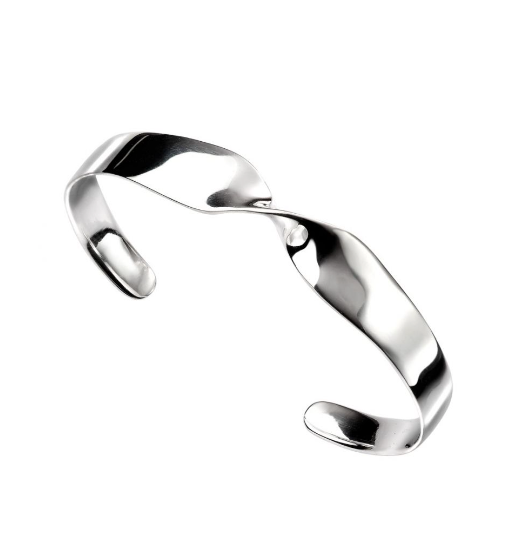 Wide Silver Single Twist Bangle Bangle Gecko   