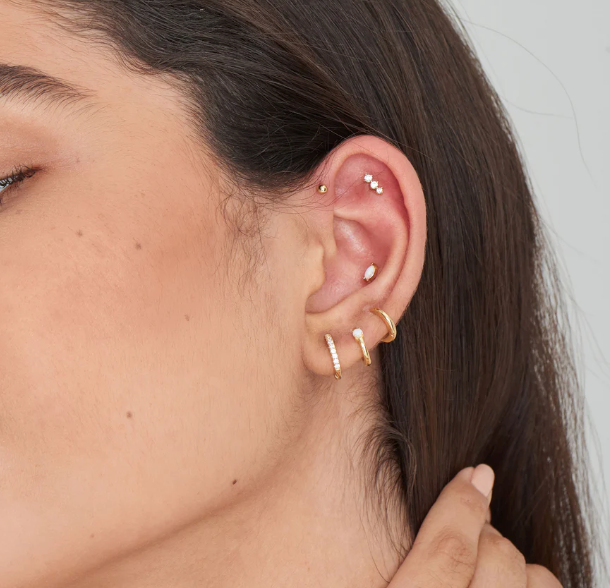 Gold Sparkle Huggie Hoop Earrings Earrings Ania Haie   