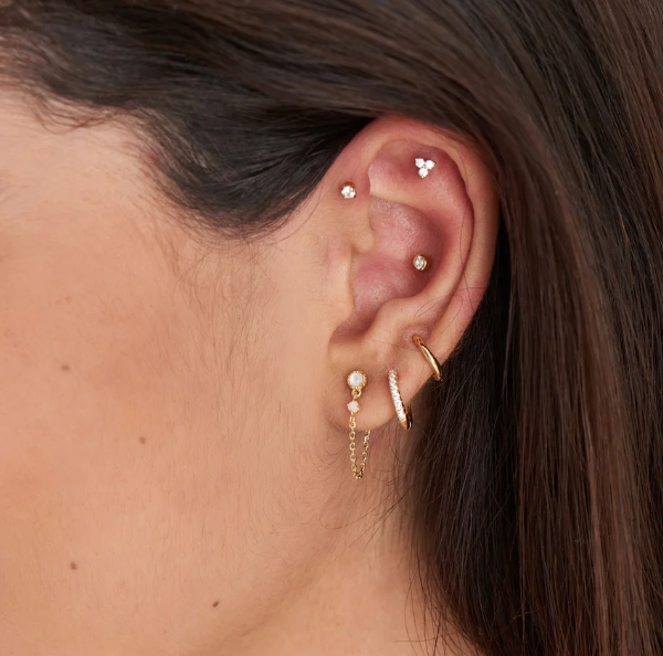 Gold Sparkle Huggie Hoop Earrings Earrings Ania Haie   