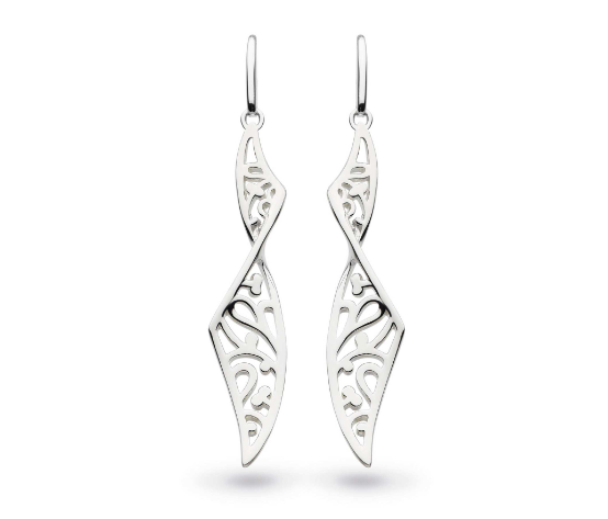 Silver blossom flourish twist drop earrings Earrings Kit Heath   