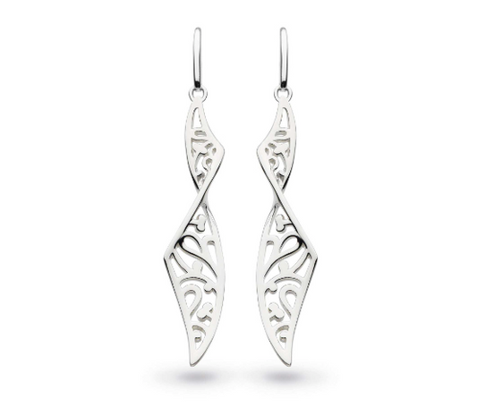 Silver blossom flourish twist drop earrings Earrings Kit Heath   
