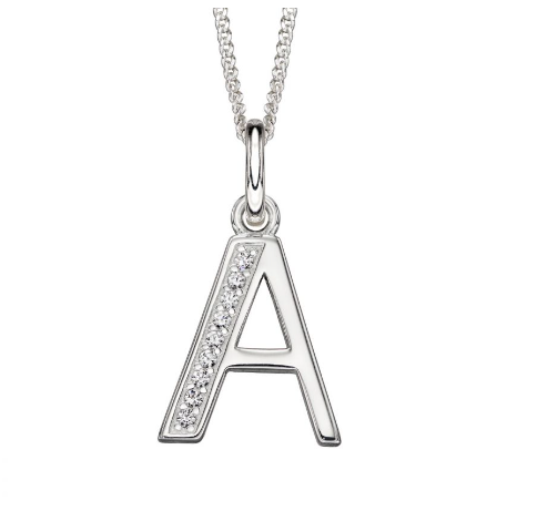 Silver and CZ Initial Pendants (A-Z) Pendant Gecko   