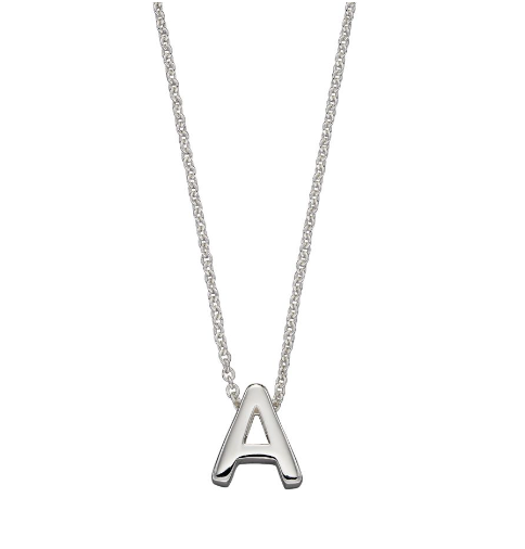 Simple Silver Initial Necklace (A-Z) Pendant Gecko   